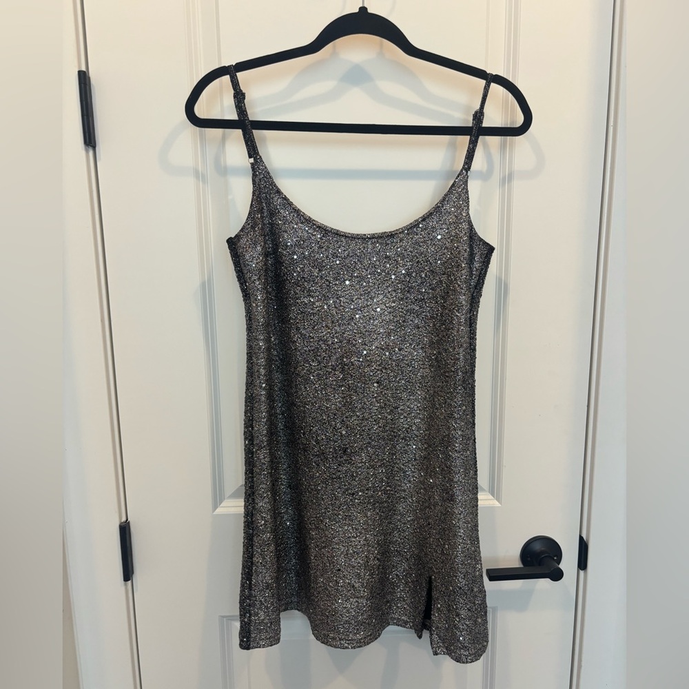 Lulu's Glittering Black and Silver Dress